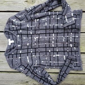 Charter Club sequined Cardigan P/P grey sweater with silver sequins